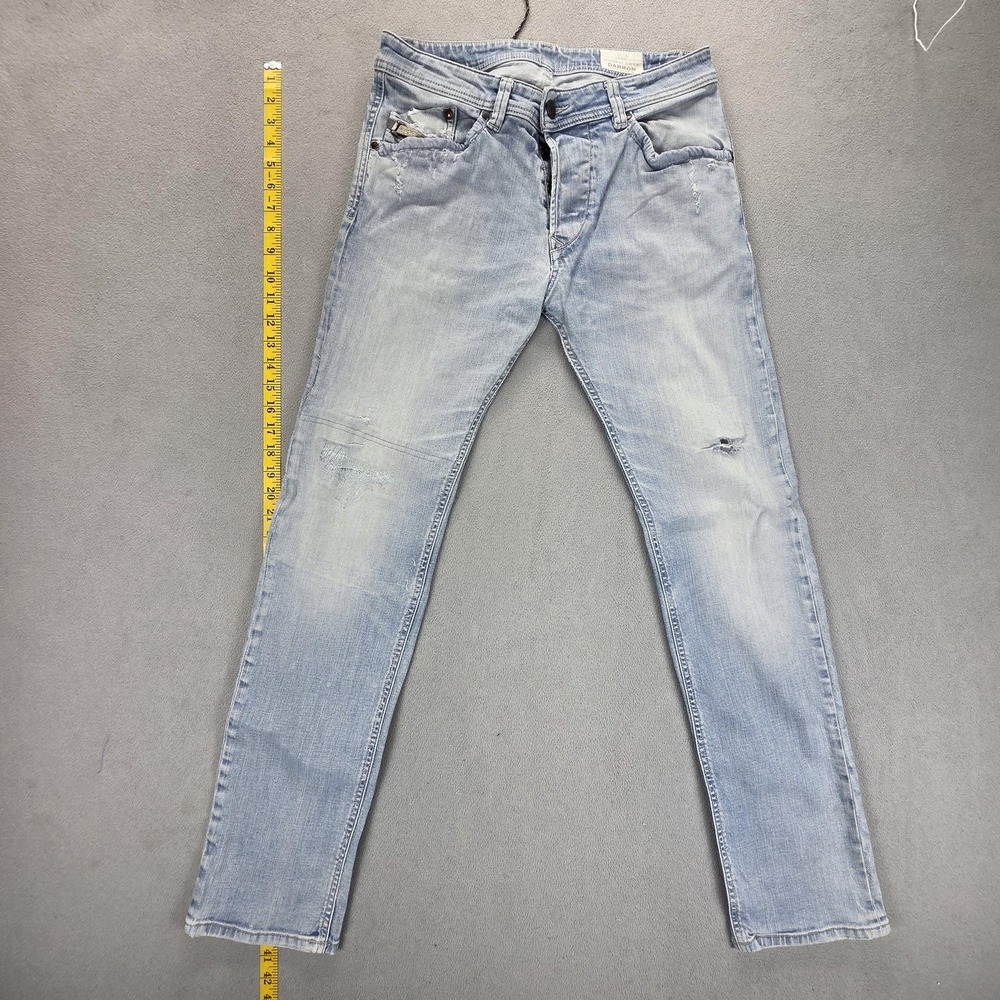 Diesel Jeans Mens 30x34 Blue Darron Light Wash Slim Tapered Button Fly 008W7